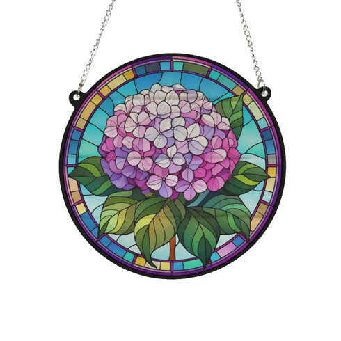 Hydrangea Stained Glass Effect Suncatcher
